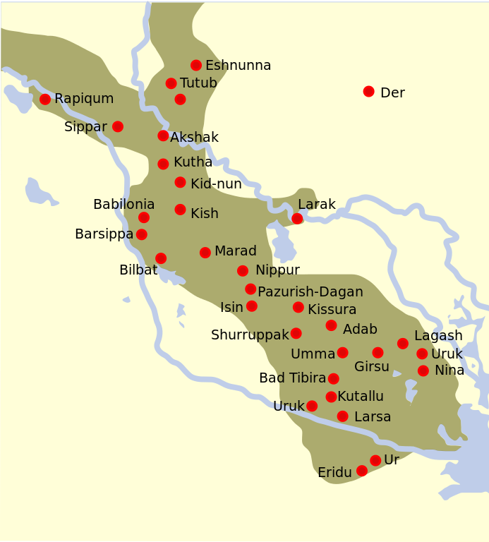 La basse Mésopotamie est le cadre du développement des villages d'agriculteurs et d'éleveurs vers des cités.